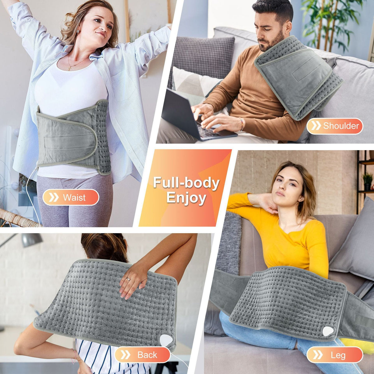 Electric Heating Pad Waist Heat Cushion for Back Neck Shoulder Pain Relief