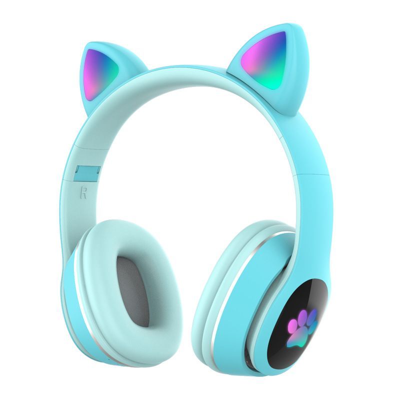 Foldable Over Ear Music Headset Glowing Cat Ear Headphones