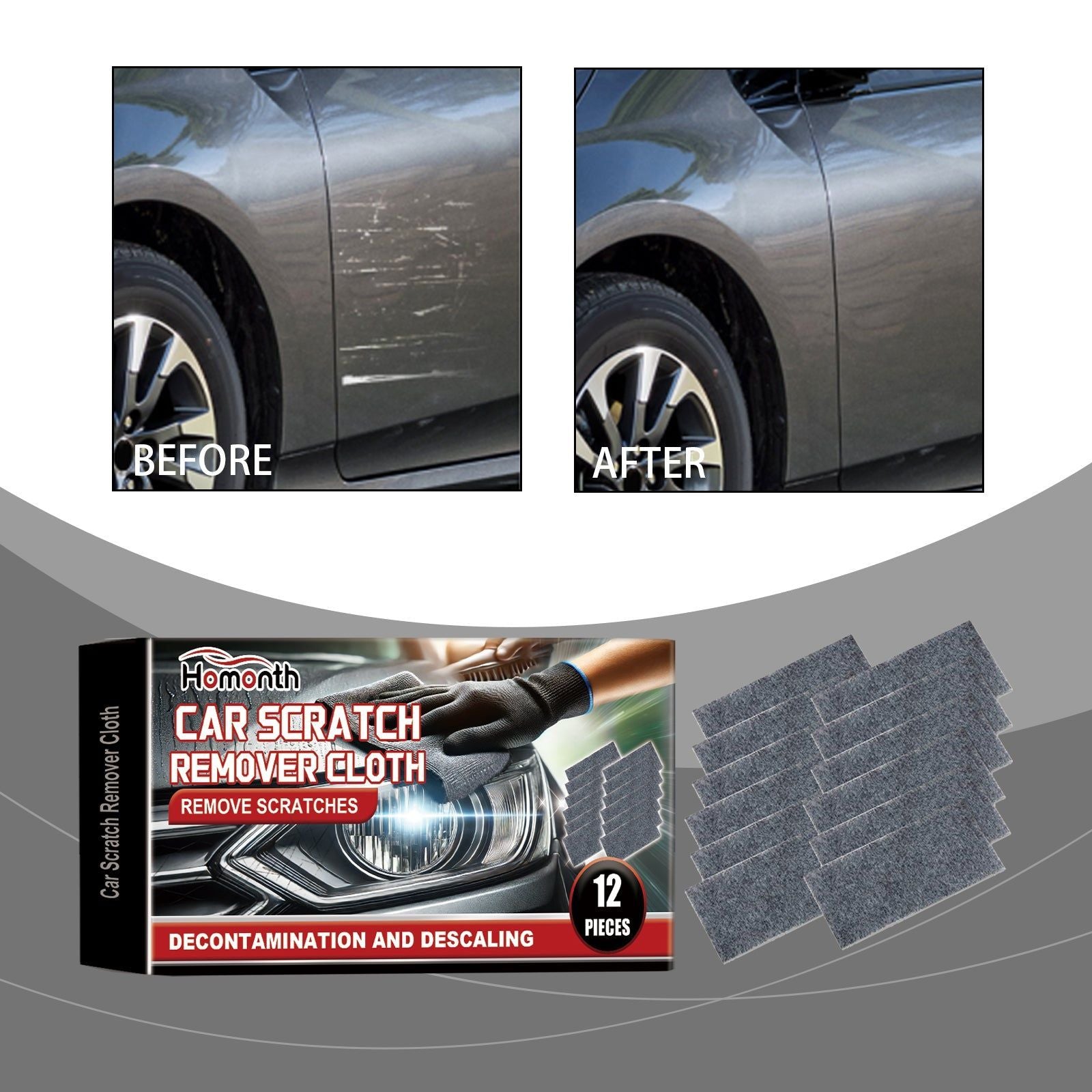 Car Scratch Remover Cloth, Quick Car Cleaning & Paint Repair, Easy Scratch Fix ,12pcs