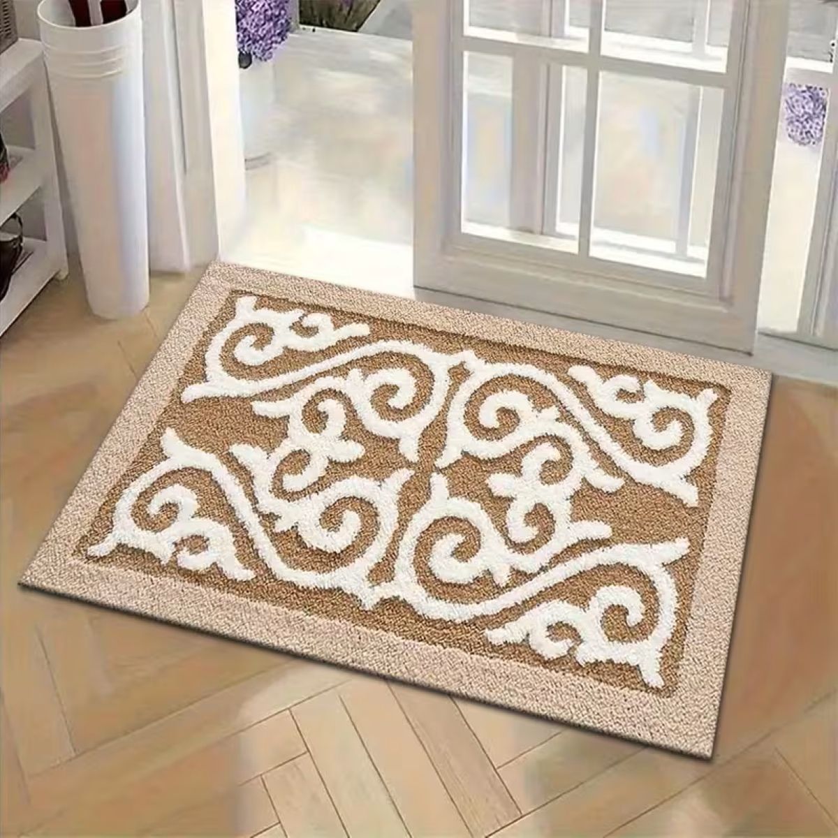 AIESY® Micro-Poly Shaggy Leaf Shape Multi-Purpose Door Mat for Home