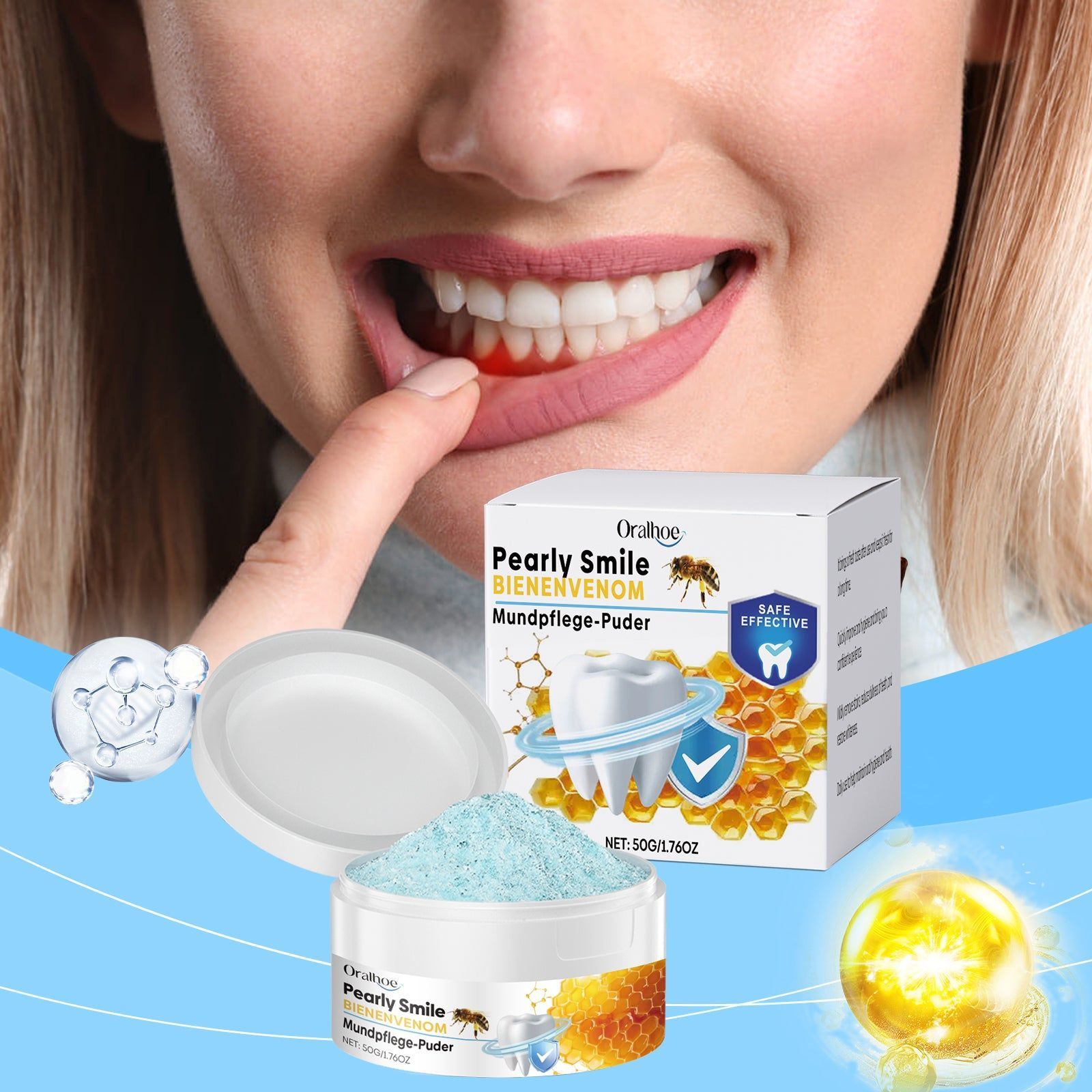 Care Tooth Powder, Natural Teeth Whitening, Fresh Breath, Gentle Daily Cleanser ,50g