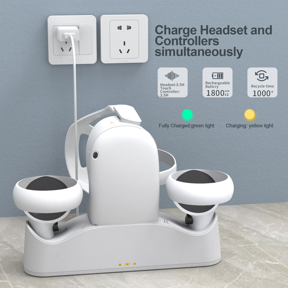 Magnetic Charging Dock Fast Charger Stand For Oculus Quest 2 With 2 Batteries