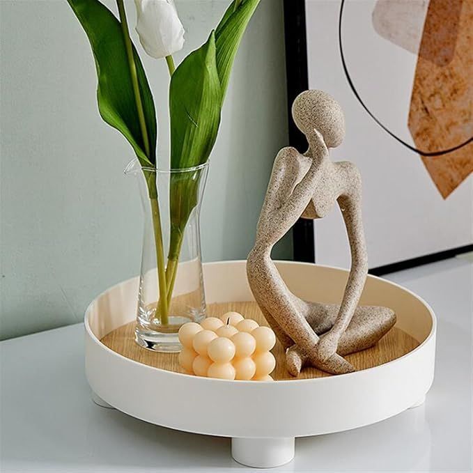 Round Wooden Perfume Holder Tray Modern Decorative Tray Storage Box