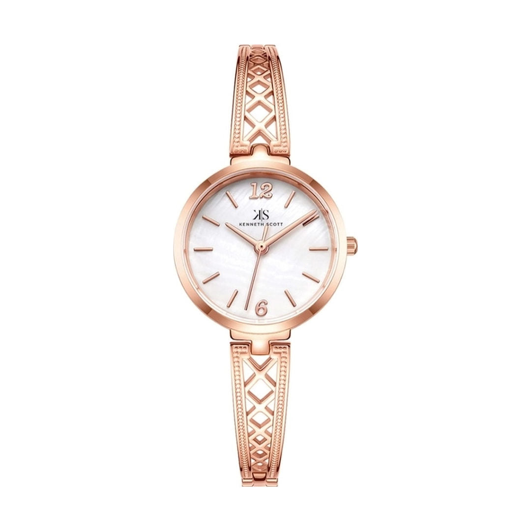 Kenneth Scott Women's Analog White Dial Watch, K22518-RBKM