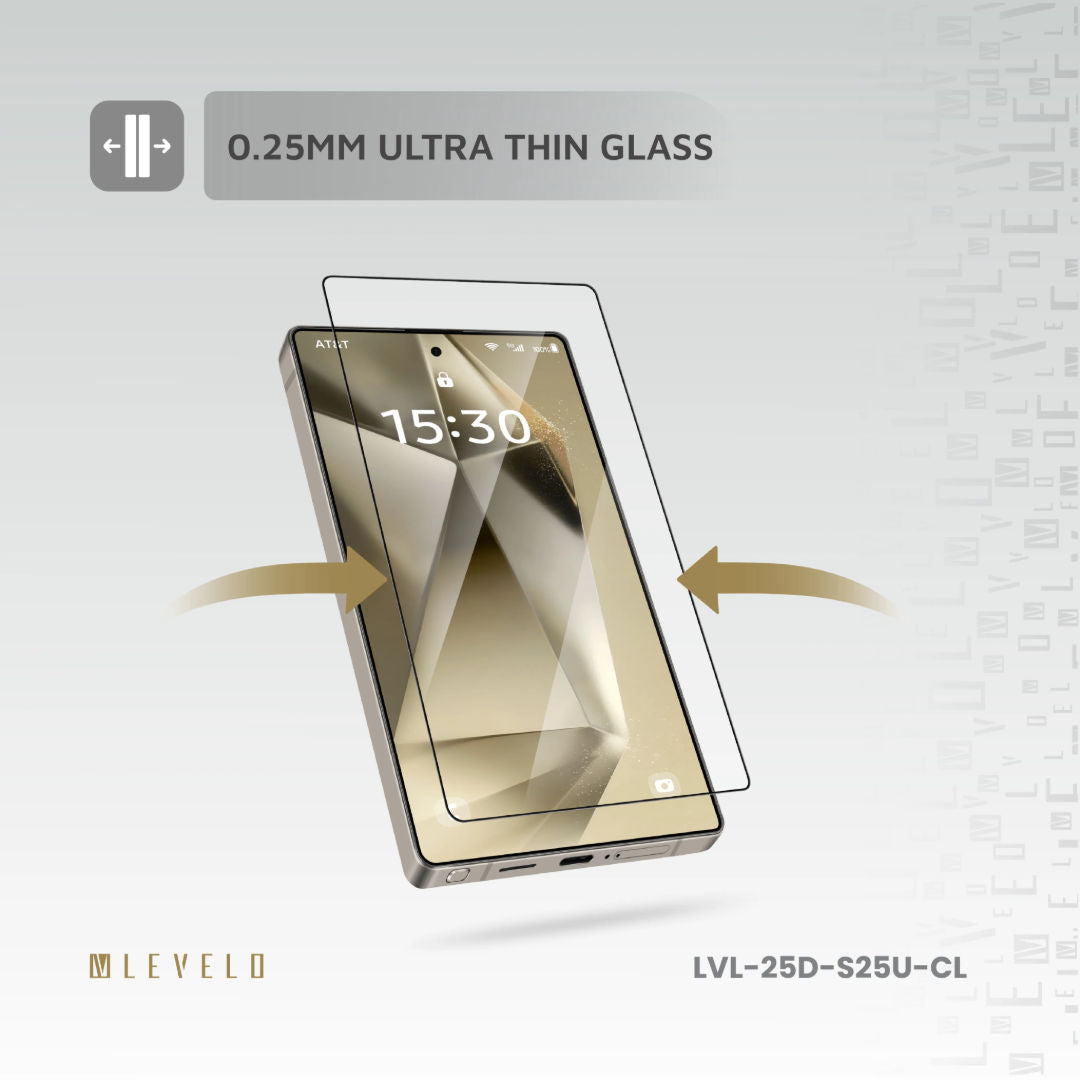 Levelo 2.5D Silk Print High Silicone Aluminum Glass for Samsung S25 Ultra
