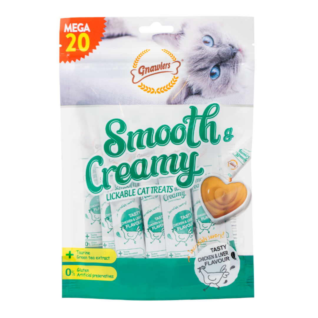 Gnawlers Smooth & Creamy Lickable Cat Treats, 20-Pieces x 15gm