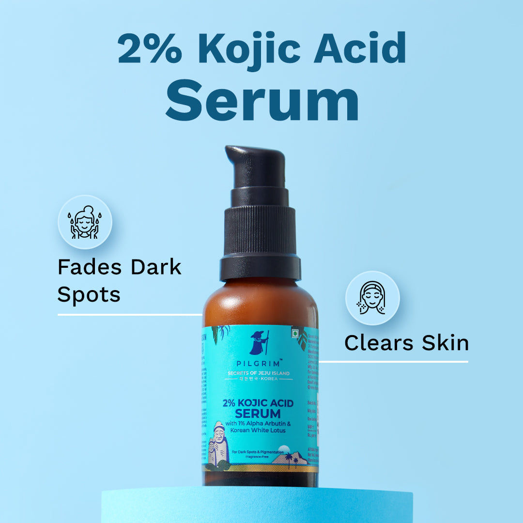 Pilgrim 2% Kojic Acid Serum for face (30 ml) with 1% Alpha Arbutin & Korean White Lotus