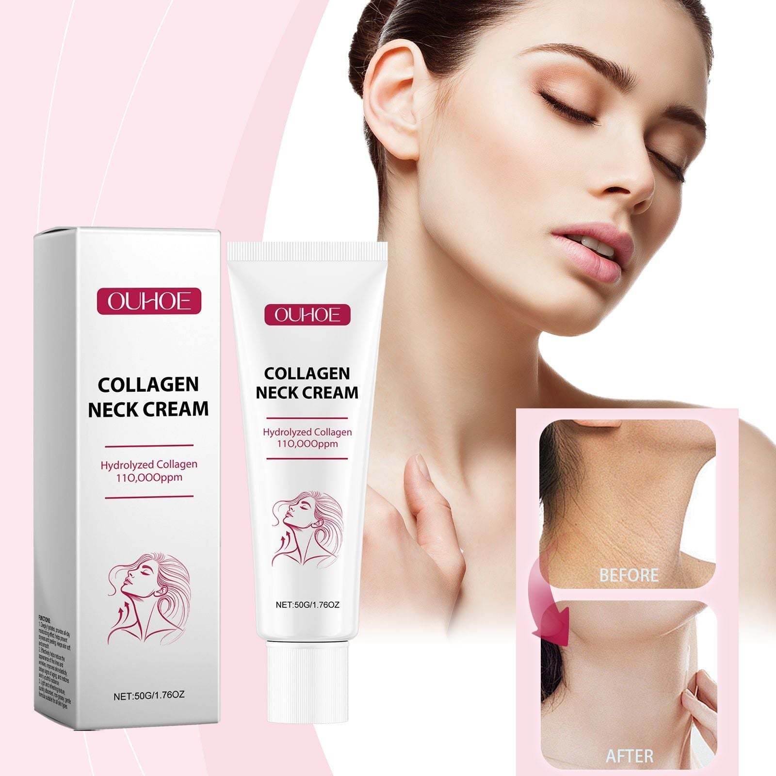Collagen Neck Cream for Skin Care, Anti-Aging, Moisturizing, Firming, Wrinkle Reduction ,50g