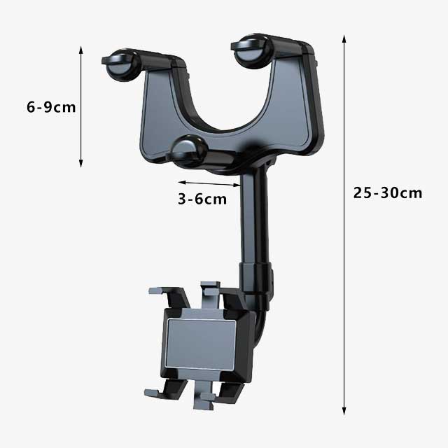 360° Rearview Mirror Car Phone Holder - Adjustable Dashboard Mount for Safe & Convenient Hands-Free Driving