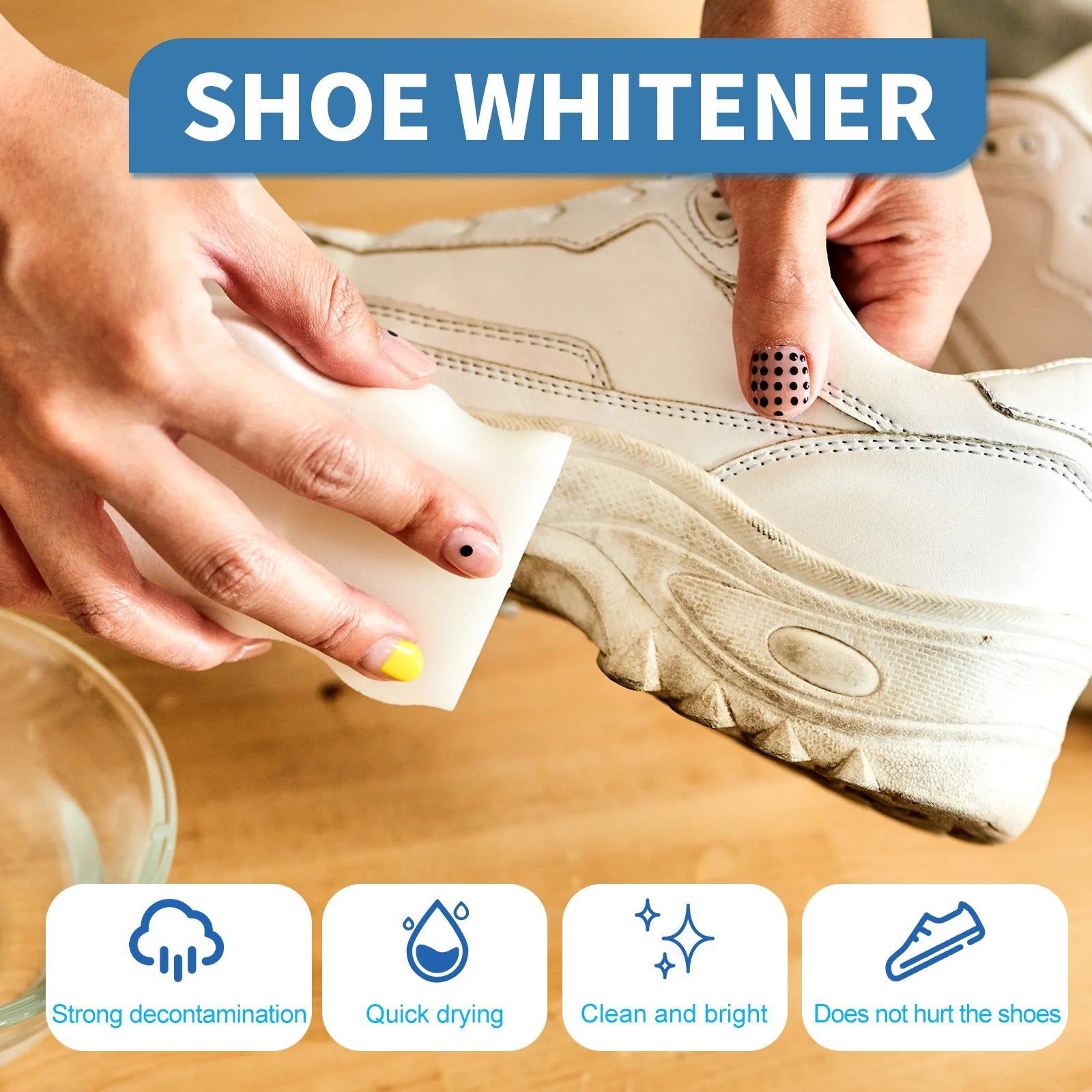 Brighten White Shoes Fast, Remove Stains, Shoe Whitening Cleaner for Small White Shoes ,73ml