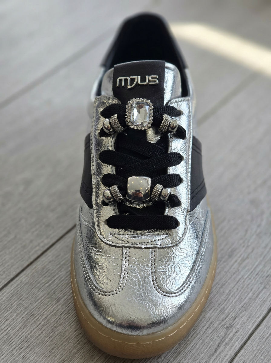 KOAN MJUS Metallic Silver Luxe Trainer