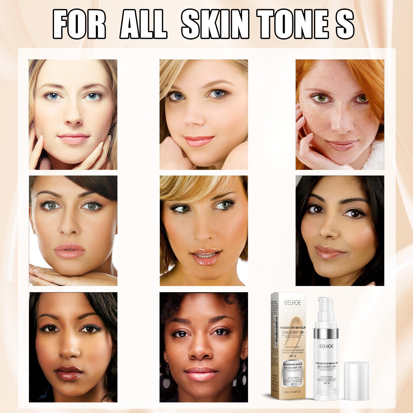 Color Changing Foundation, Long-Lasting Moisturizer, Soft, Brightening, Flawless Skin ,30ml