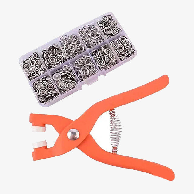 Hole Punch Tool Kit with 100 Silver Metal Eyelets - Durable Punching Kit for Fabric, Leather & Craft Projects