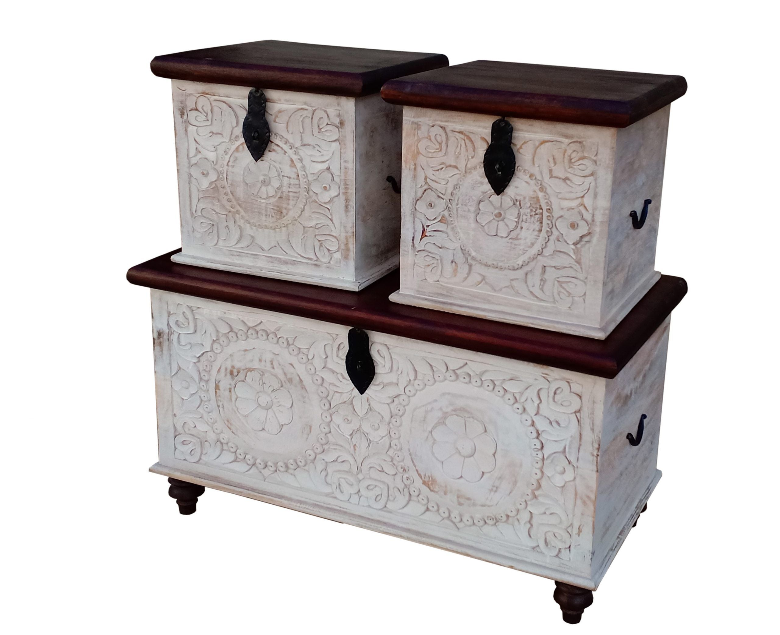 Natural White Accent Chests Set of 3 #KA3522