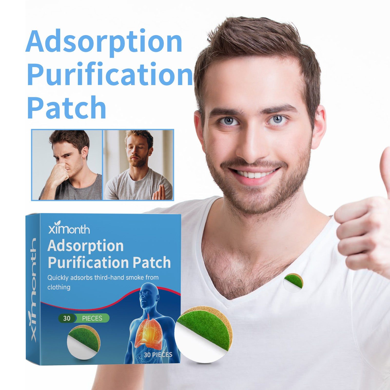 Body Care Adsorption Patch, Fresh Odor Removal, Relieve Dry Throat, Dizziness ,30pcs