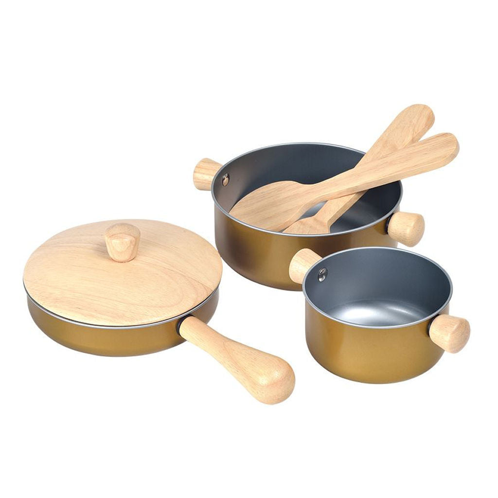 PlanToys Cooking Utensil Set — Wooden Kitchen Tools
