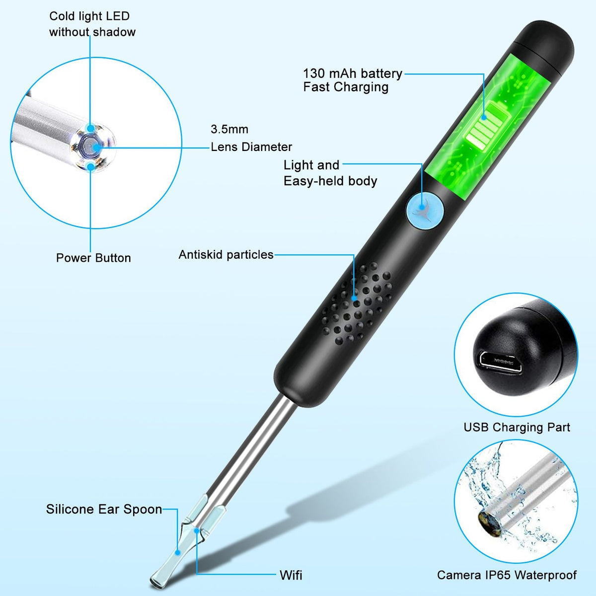 Ear Wax Cleaner Ear Picker Smart Ear Stick Wireless Ear Wax Removal Tool With Otoscope