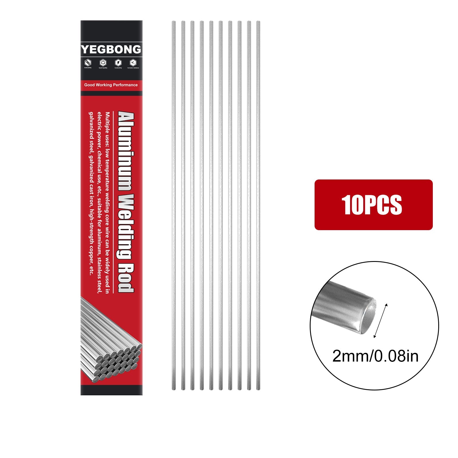 High-Strength Aluminium Welding Rod, Low Temp Flux-Cored Electrode for Fast Repairs ,10pcs