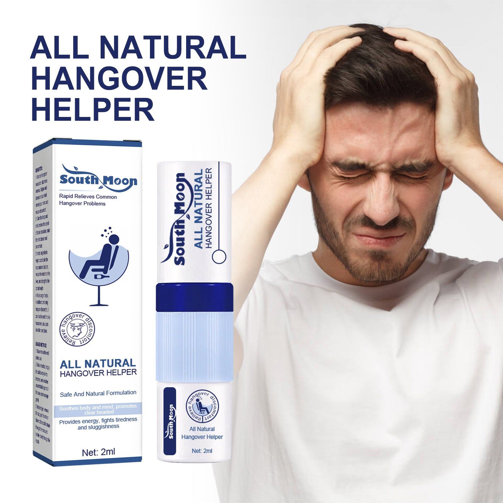 Relieve Hangover Headaches Instantly with Our Natural Inhaler, Fast Nasal Relief ,2ml