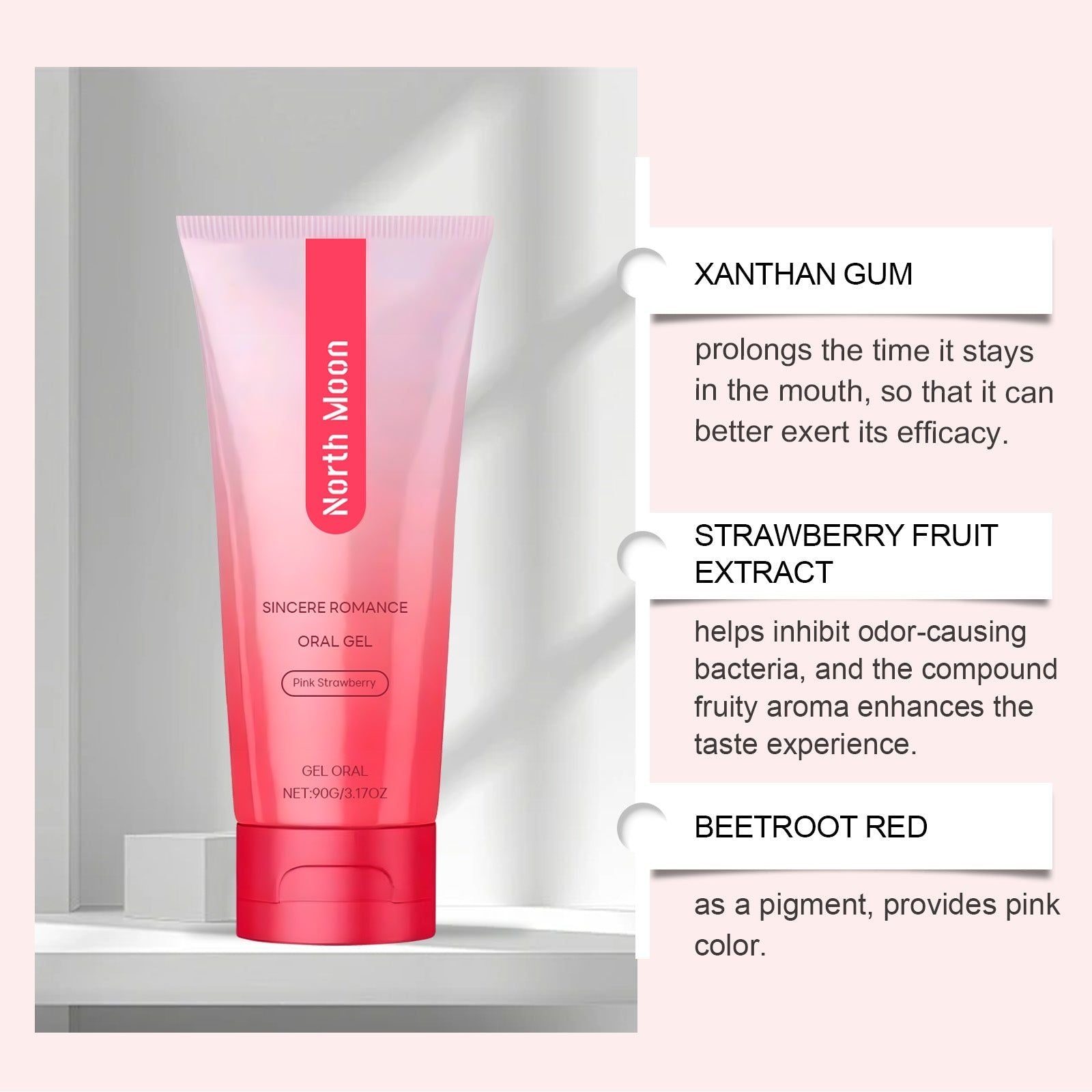 Body Care Gel, Moisturizing Oral Discomfort Relief, Gag Reflex Reduction, Strawberry Aroma, Gentle, Daily Use ,90g