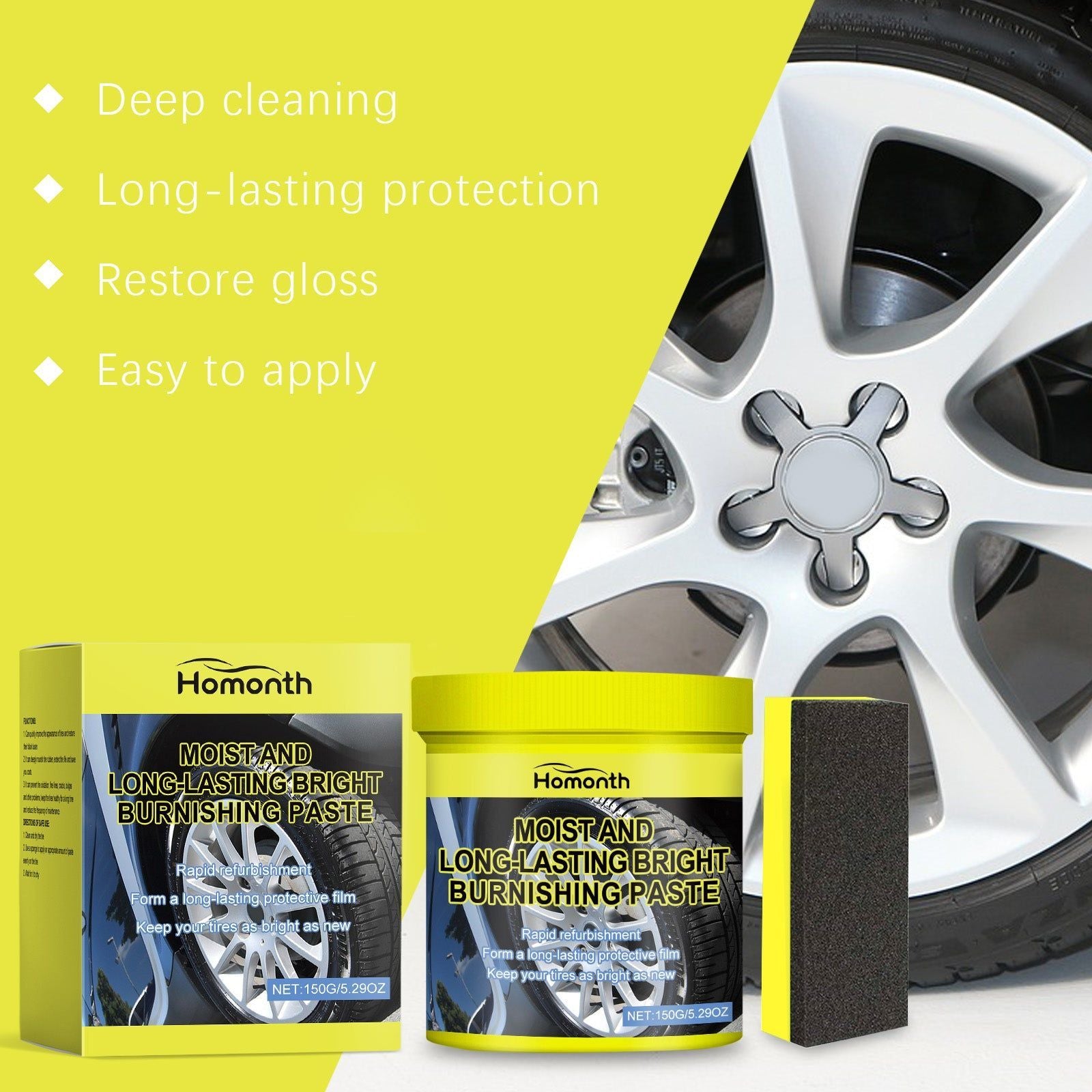 Tire Maintenance Coating Paste, Deep Clean, Brighten, Long-Lasting Protection ,1set