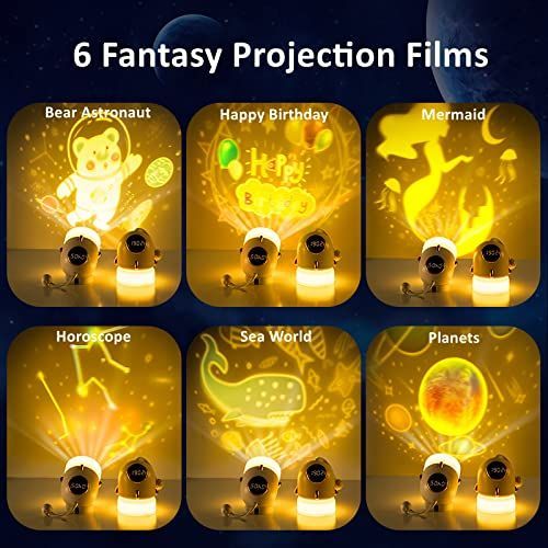 Night Light Projector Handheld Rocket Alarm Clock Timer Portable Home Decor Gift