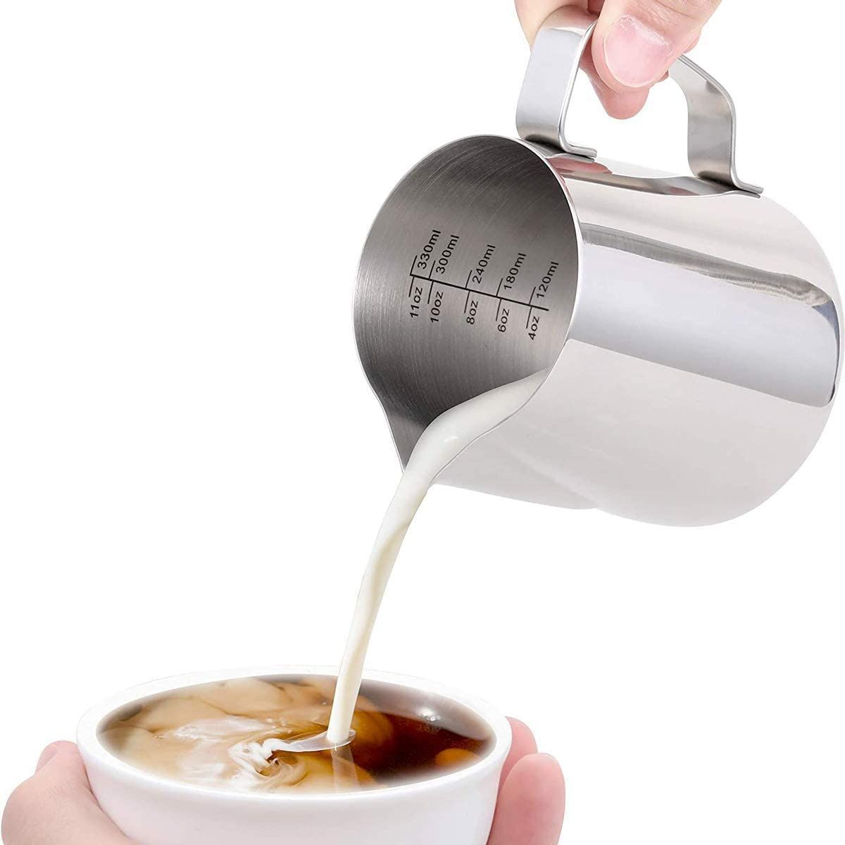 Milk Frothing Jug Espresso Steaming Pitcher Stainless Steel Coffee Foam Cup With Scale
