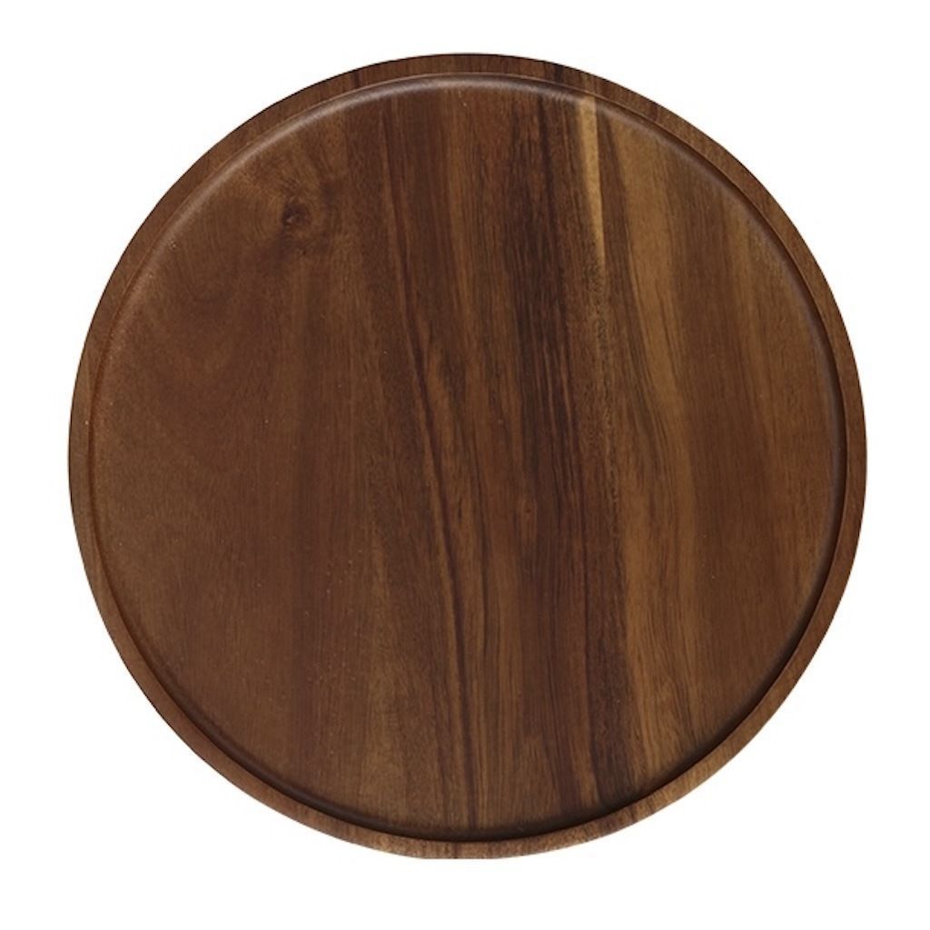 Wooden Round Serving Tray Dinner Plates Cup Holder Dessert Snack Food Tray