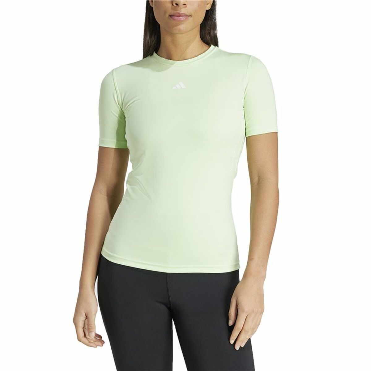 Women’s Short Sleeve T-Shirt Adidas Essentials Techfit Train Lime green Light Green