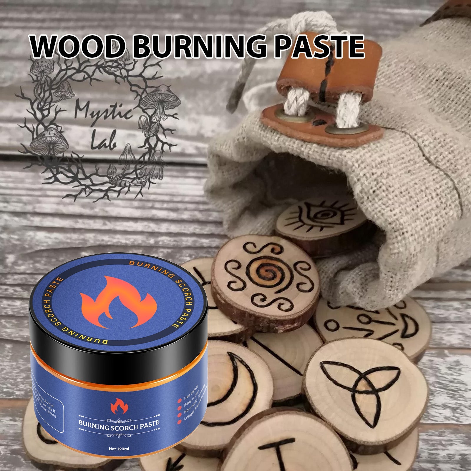 Create Stunning DIY Art with Jue-Fish Wood Burning Paste, Easy Pyrography for Leather, Canvas, Paper ,50g