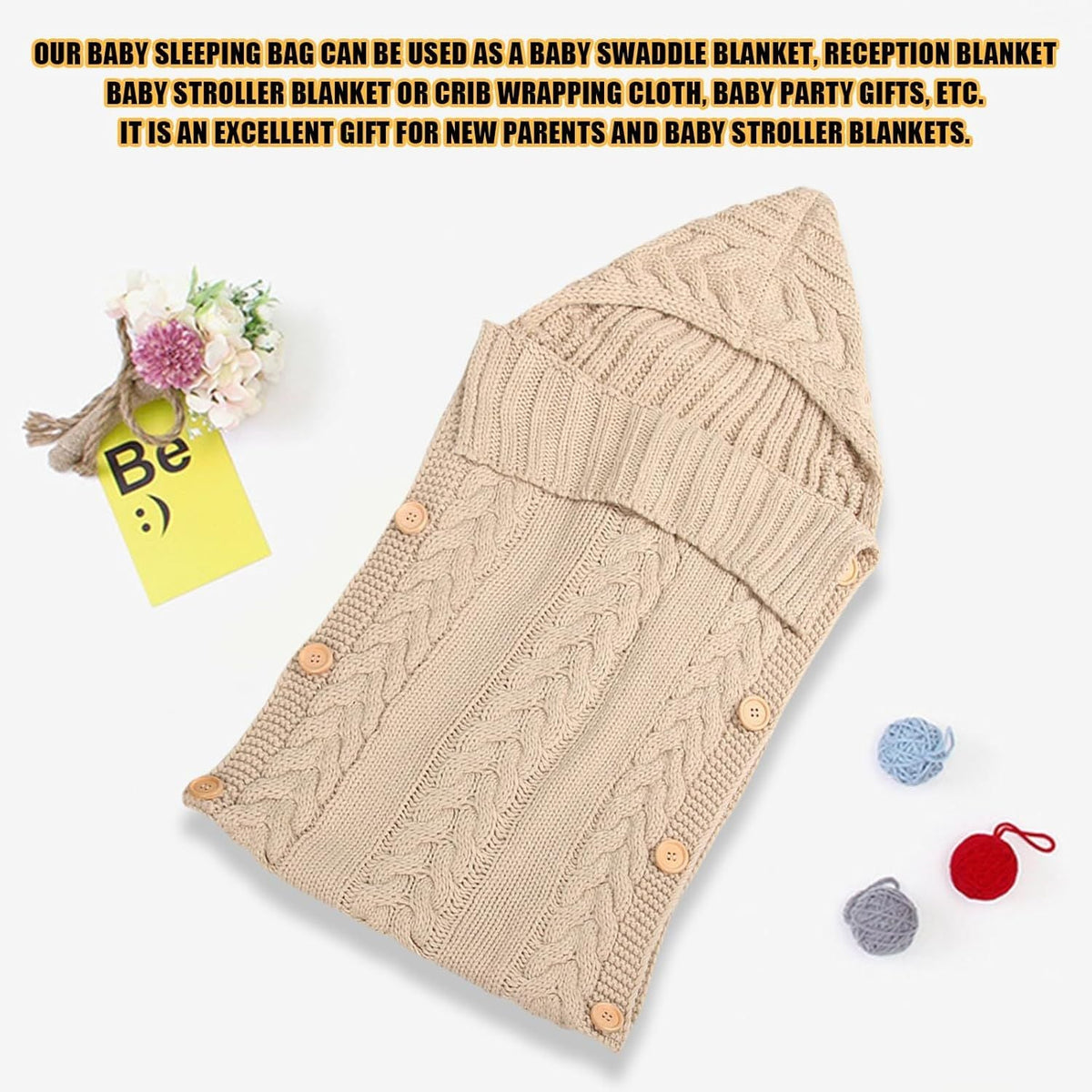 Symphony Wire Newborn Baby Wrap Swaddle Blanket Kids Wool Knit Swaddle Kids Sleeping Bag