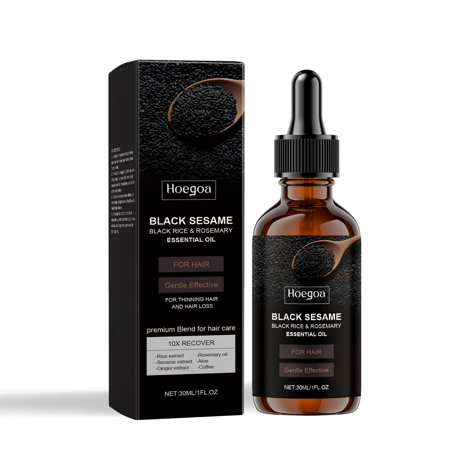 Black Sesame Treatment Essence for Hair Repair, Nourishing, Moisturizing, Thickening, Shine ,30ml