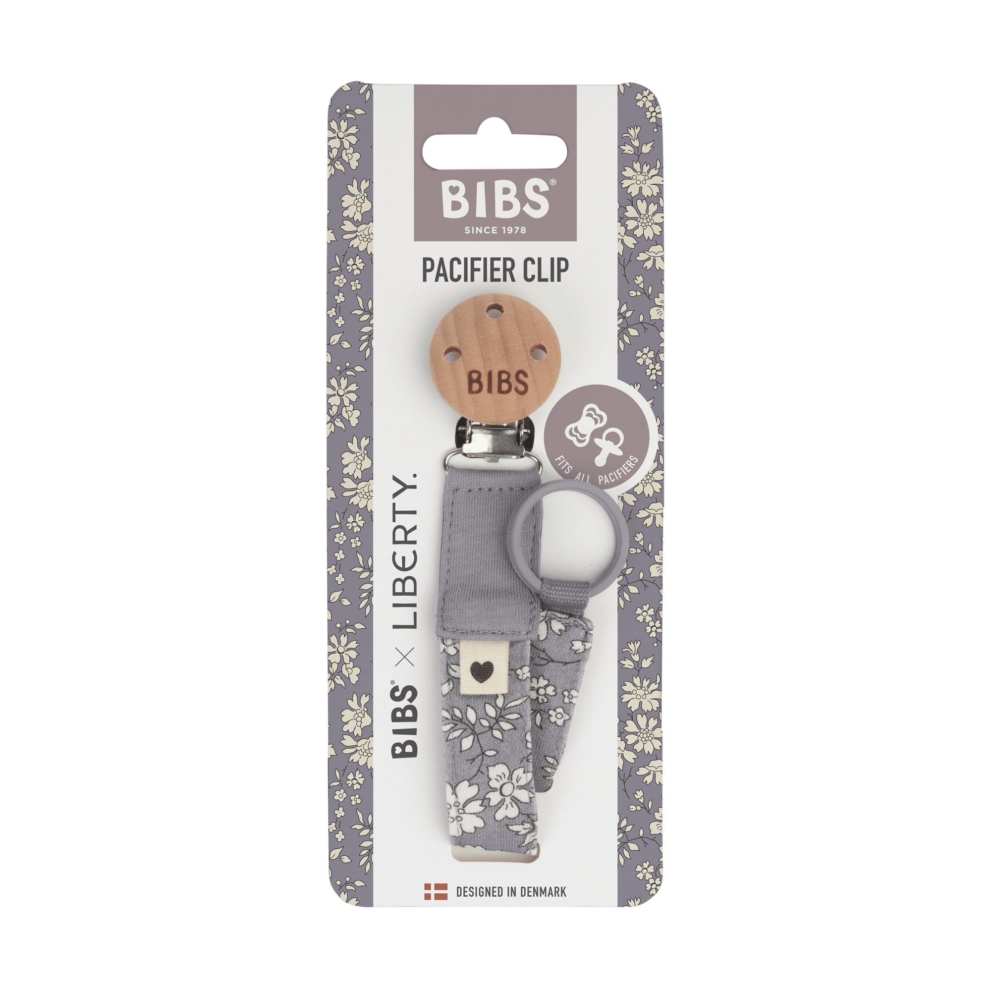 Bibs -x Liberty Pacifier Clip -Capel/Fossil Grey