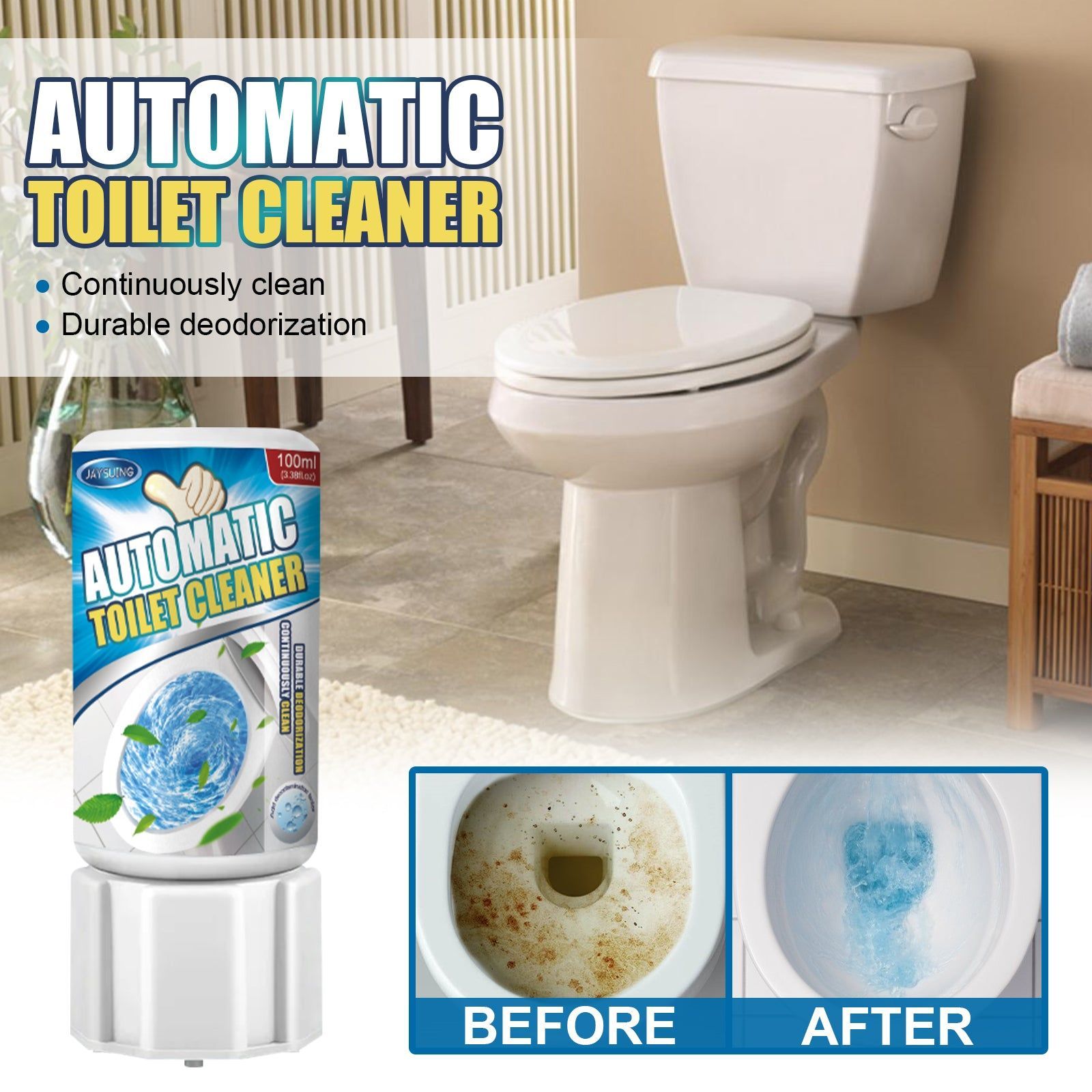 Automatic Toilet Cleaner, Long-lasting, Deodorizing, Easy to Use, Fresh Bathroom ,100ml