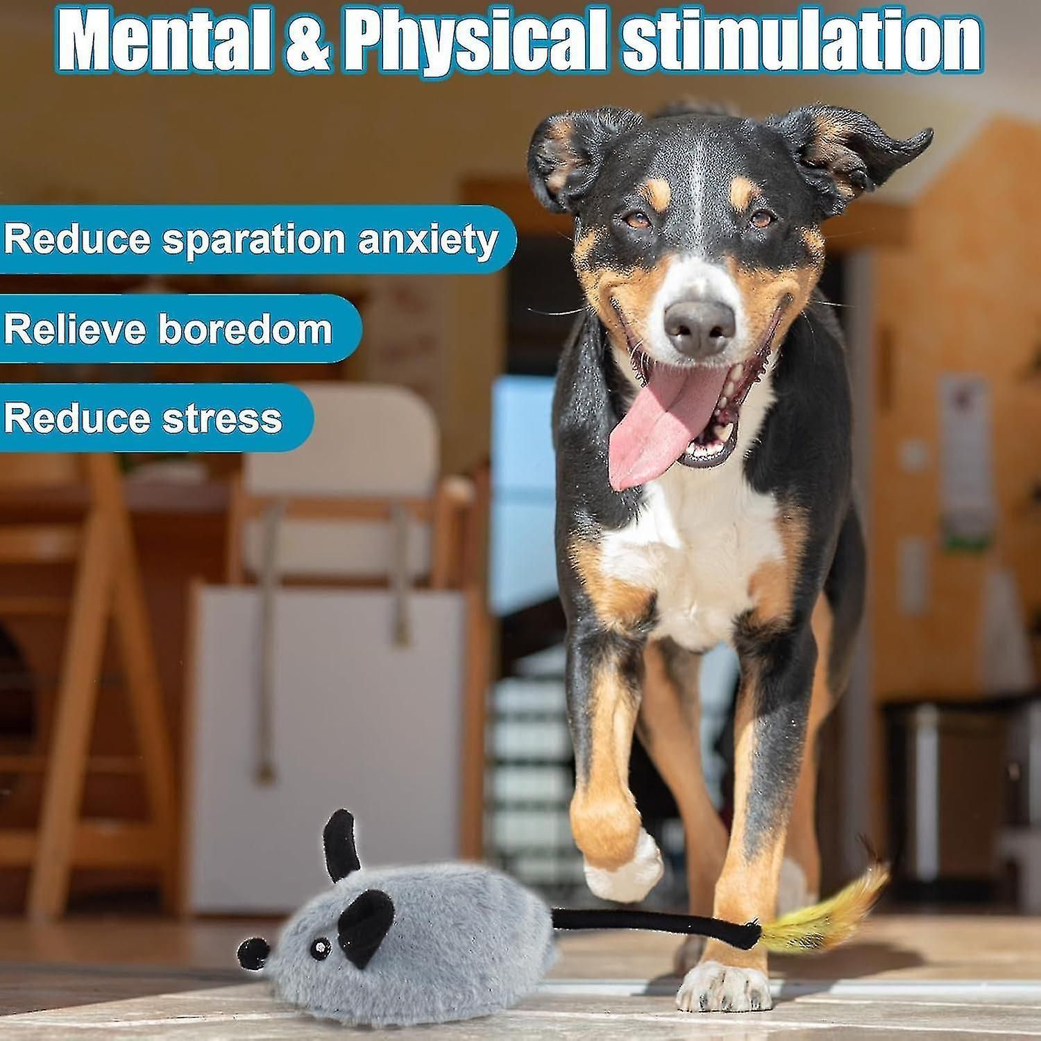Fake Mouse Moving Dog Toy With Automatic Sensor, Dog Mouse Toy With Realistic Sound Extended Tail, zxin