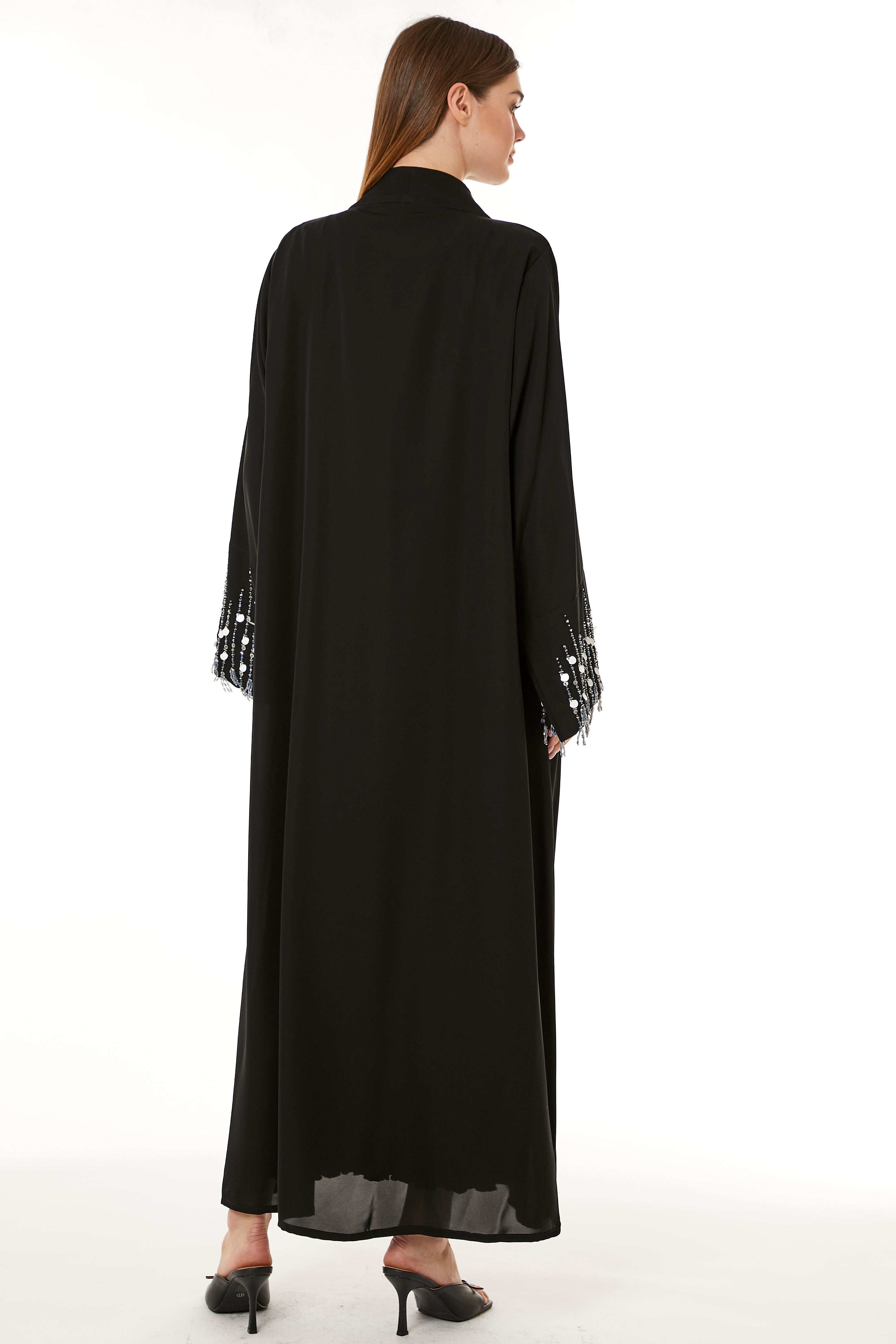 MOiSTREET Black Korean Nida Hand Embellished Abaya