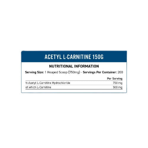 Applied Nutrition Acetyl L-Carnitine 150g Powder, 750mg Per Serving, Energy & Mental Performance Support