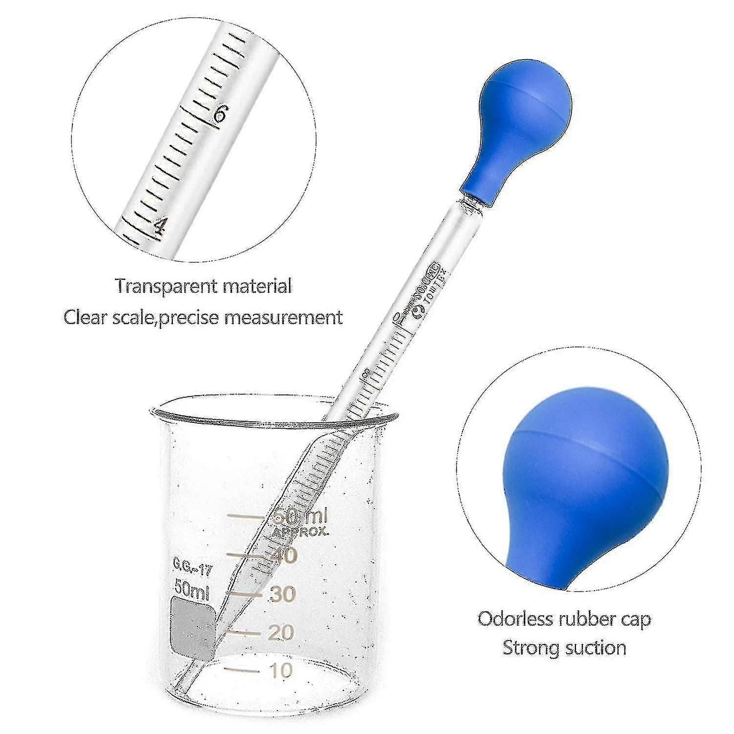 3 Pieces 10ml Glass Pipettes, For Pharmacy, Perfume, Laboratory, Hospital, Chemistry