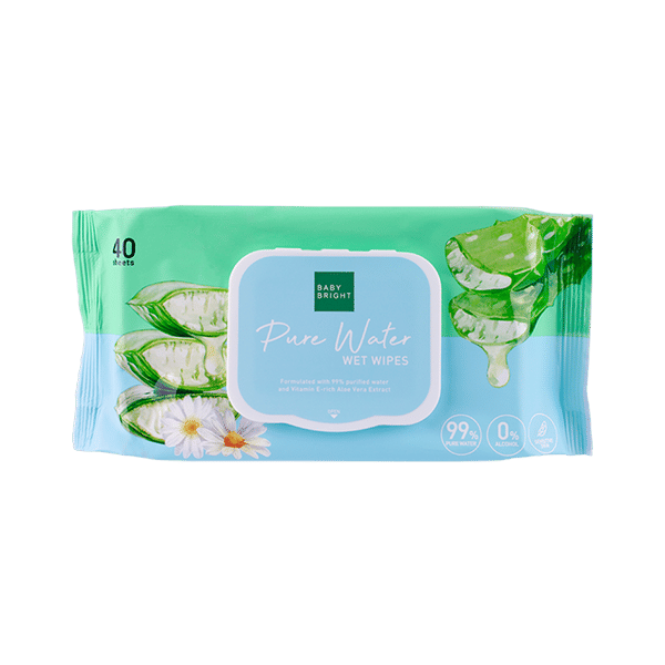 مناديل مبللة بالماء النقي 40 ورقة BABY BRIGHT (B)