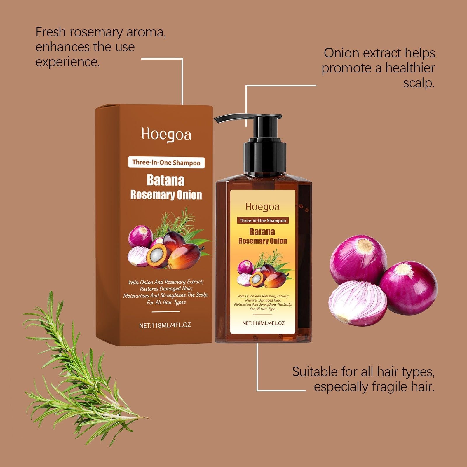 3-in-1 Nourishing Hair Shampoo, Hair Care, Anti-Hair Loss, Scalp & Moisturizing ,118ml