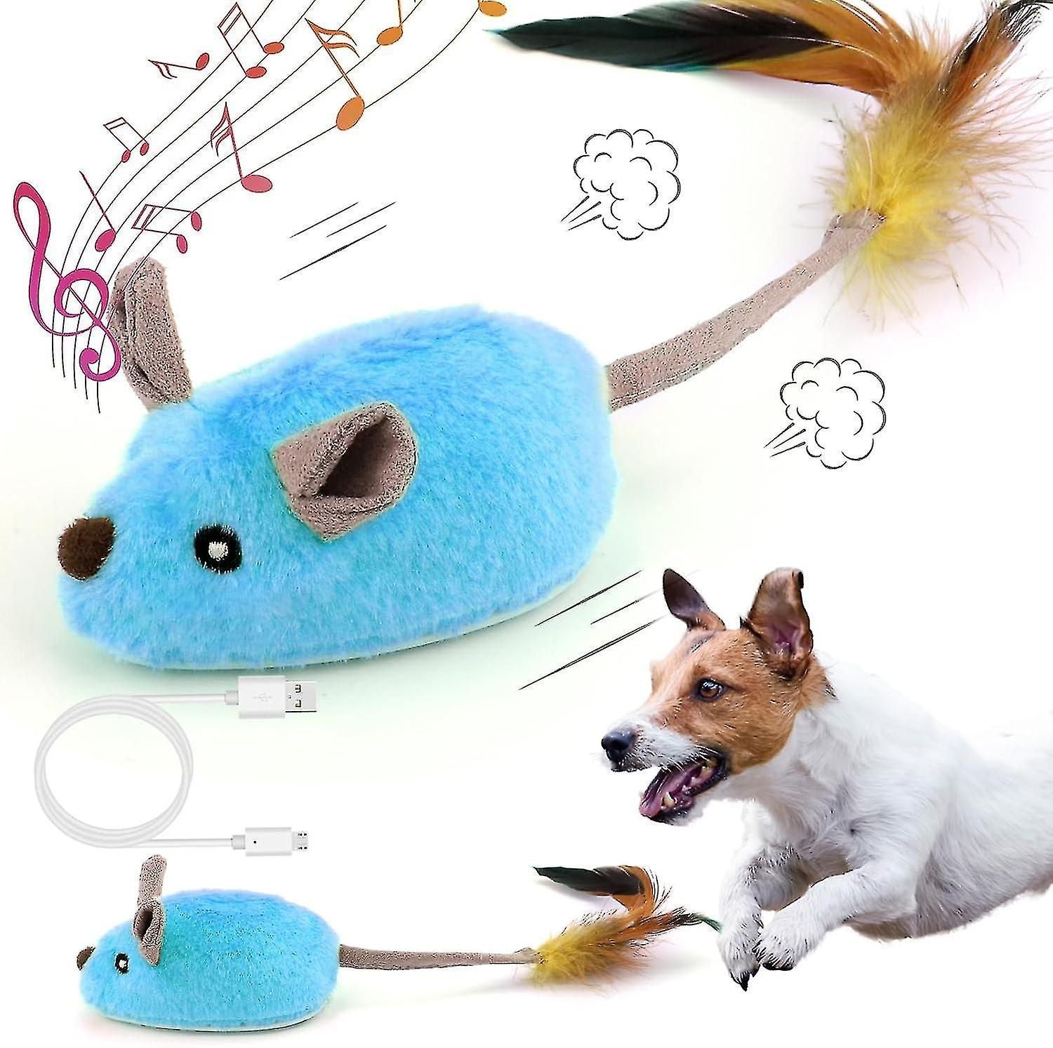 Fake Mouse Moving Dog Toy With Automatic Sensor, Dog Mouse Toy With Realistic Sound Extended Tail, zxin