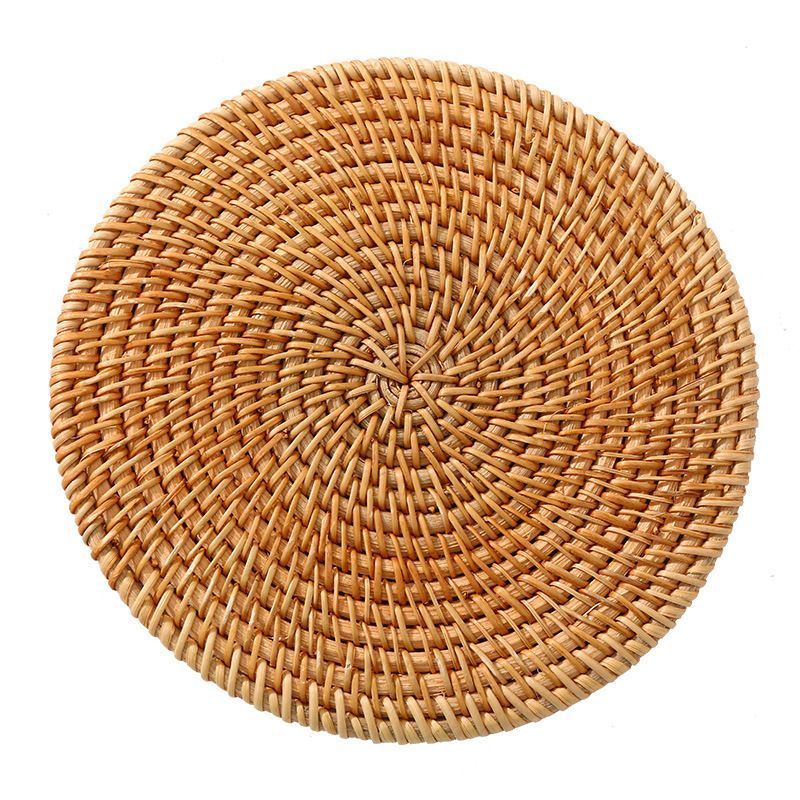 6 Pack Rattan Table Mats Round Placemat Coffee Cup Pad Handmade Woven Insulation Heat Coasters