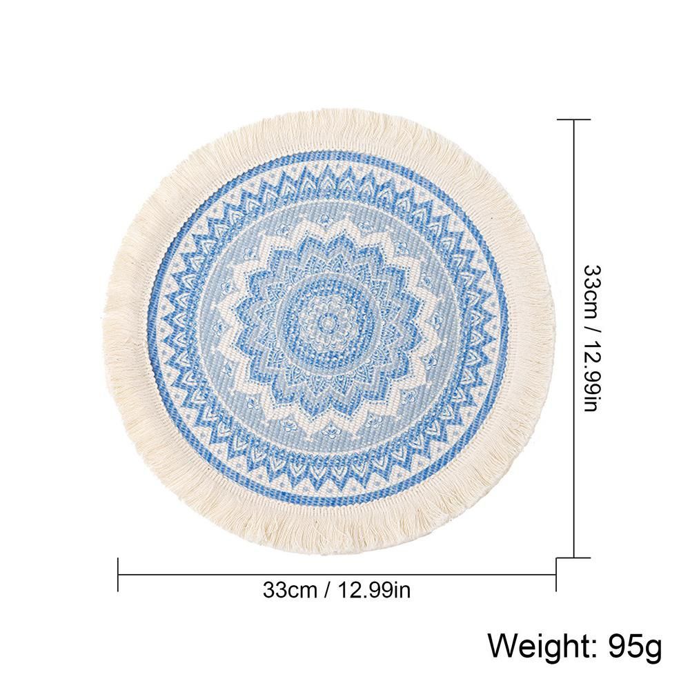 3pcs Boho Round Placemat Cotton Woven Macrame Tassels Table Mats Home Decor