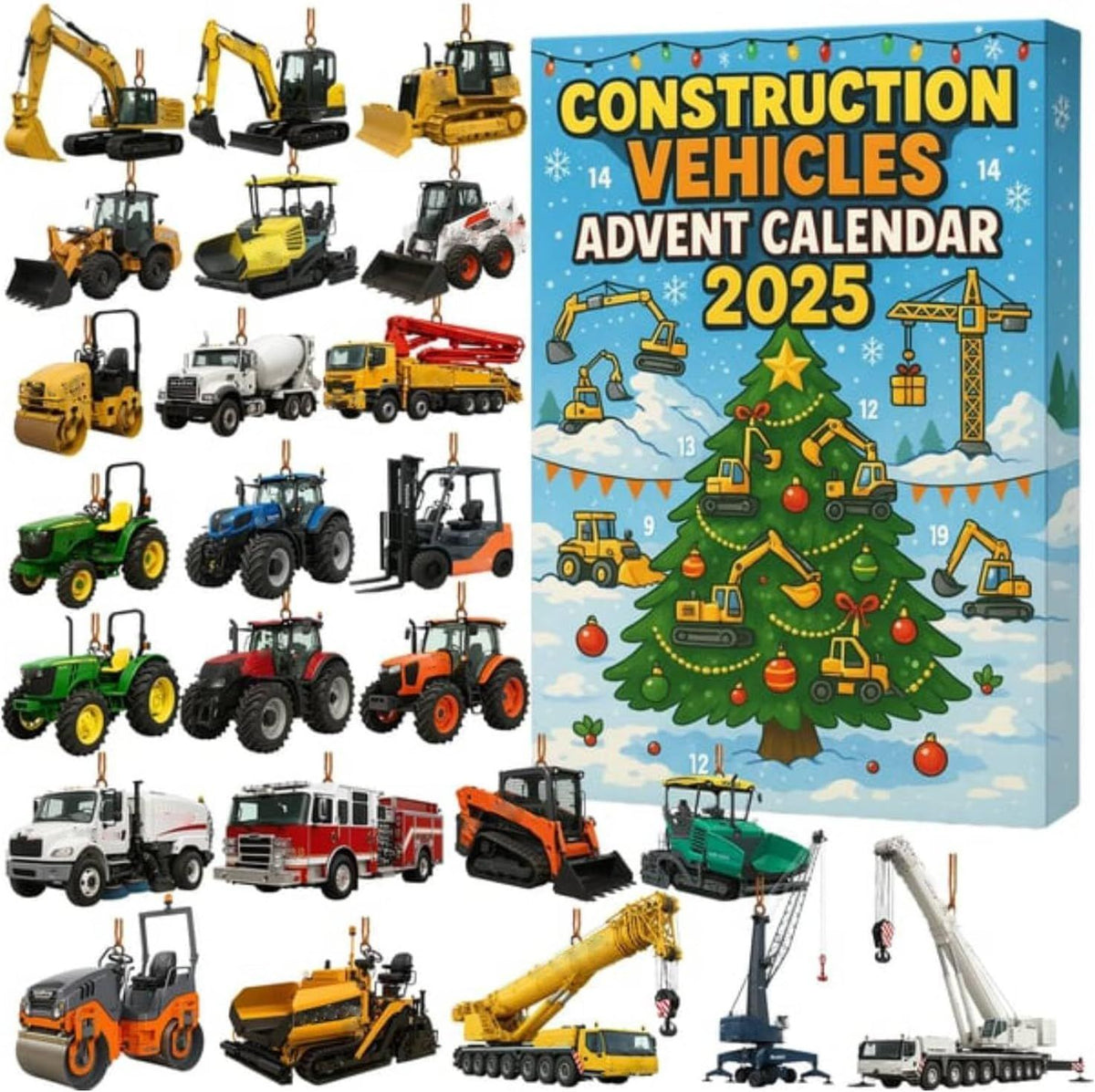 Construction Vehicles Advent Calendar 2025 24 Days Christmas Countdown Calendar