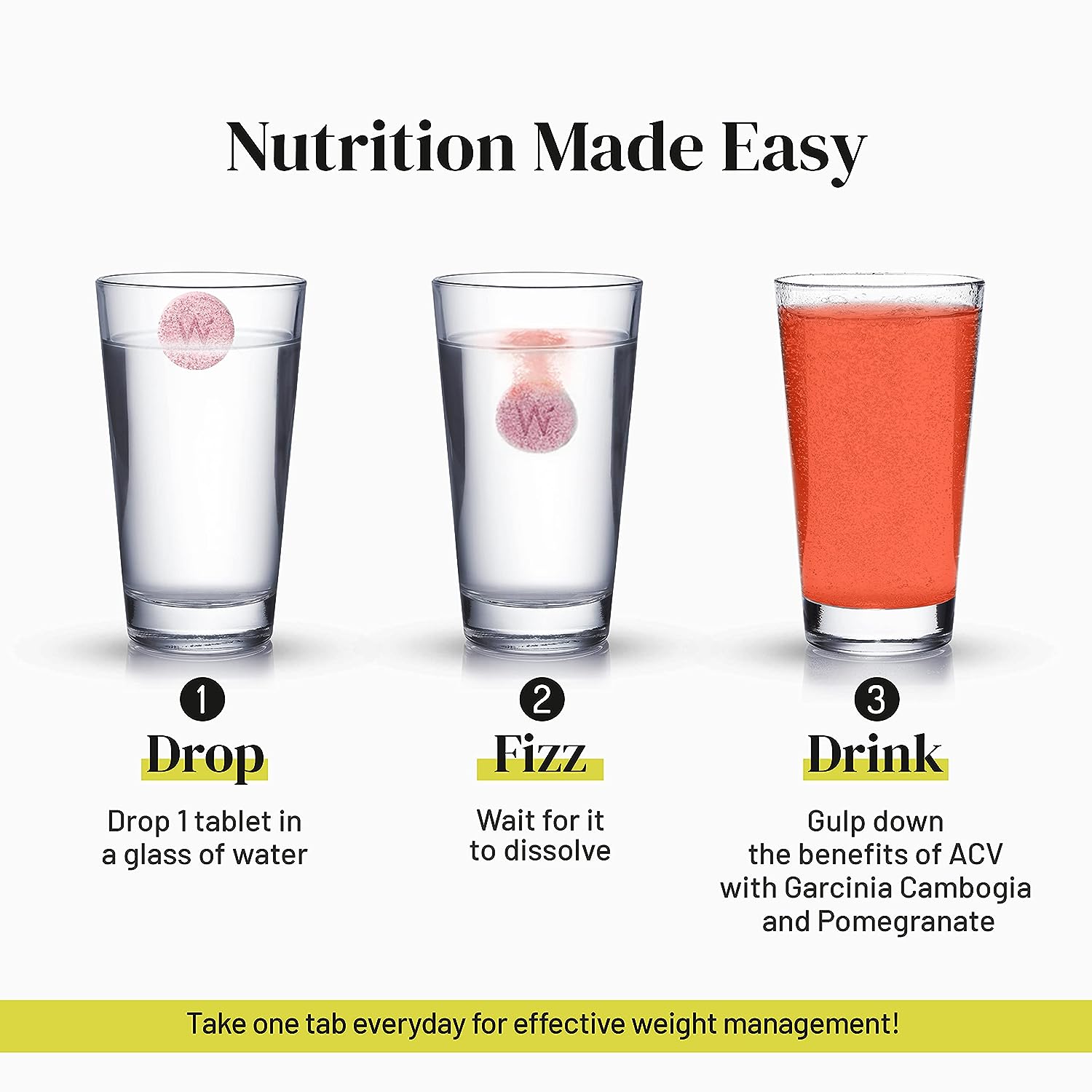 Wellbeing Nutrition Apple Cider Vinegar (ACV) 34 Effervescent Tablets with the Mother and Garcinia Cambogia, Pomegranate