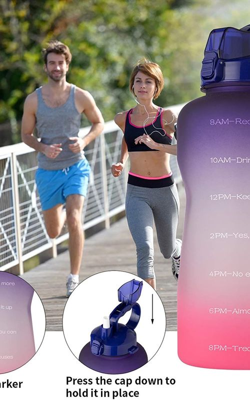 Large Capacity Water Bottle Gradient Fitness Sports Water jug With Time Marker