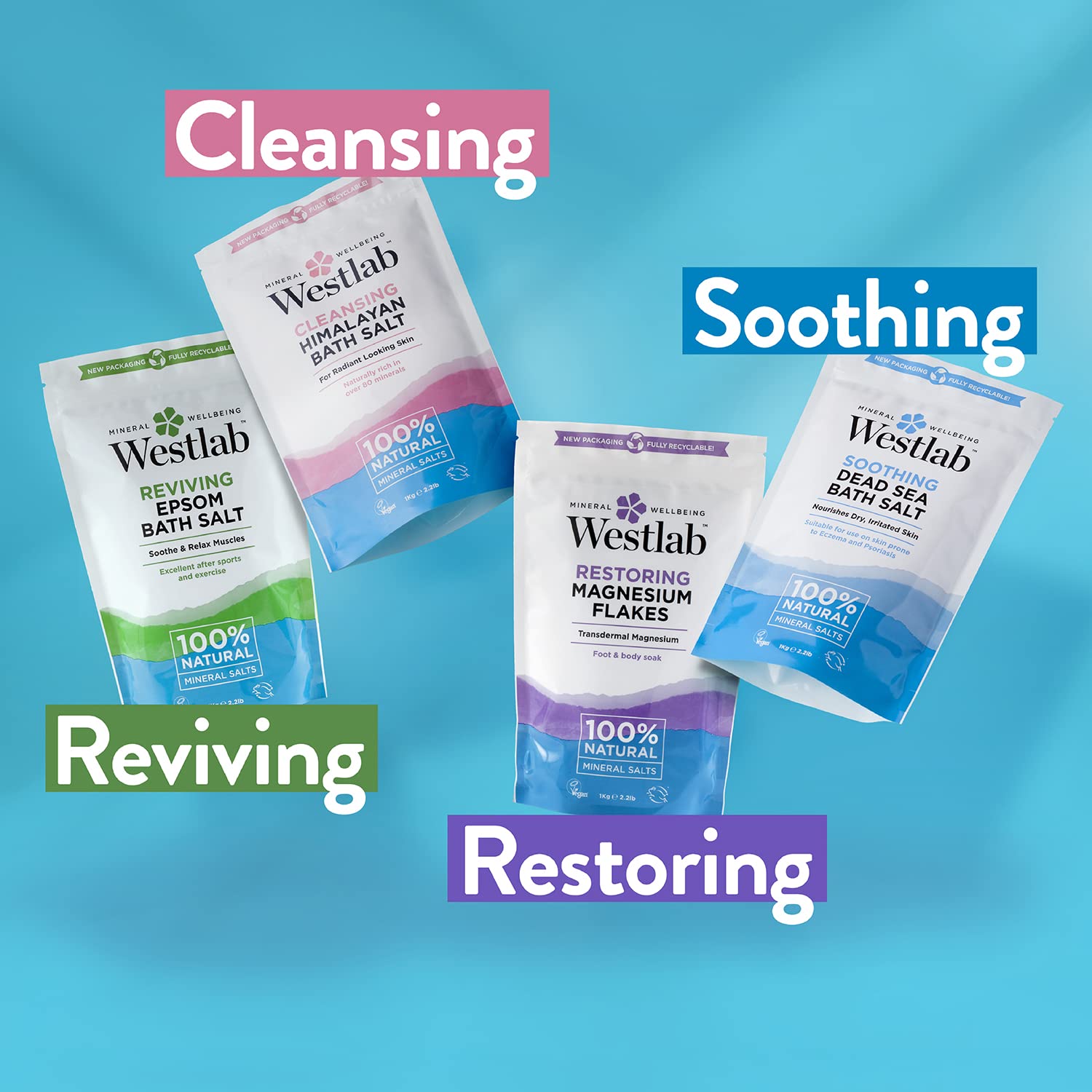 ملح الاستحمام Westlab Recover مع ملح إبسوم 1 كجم