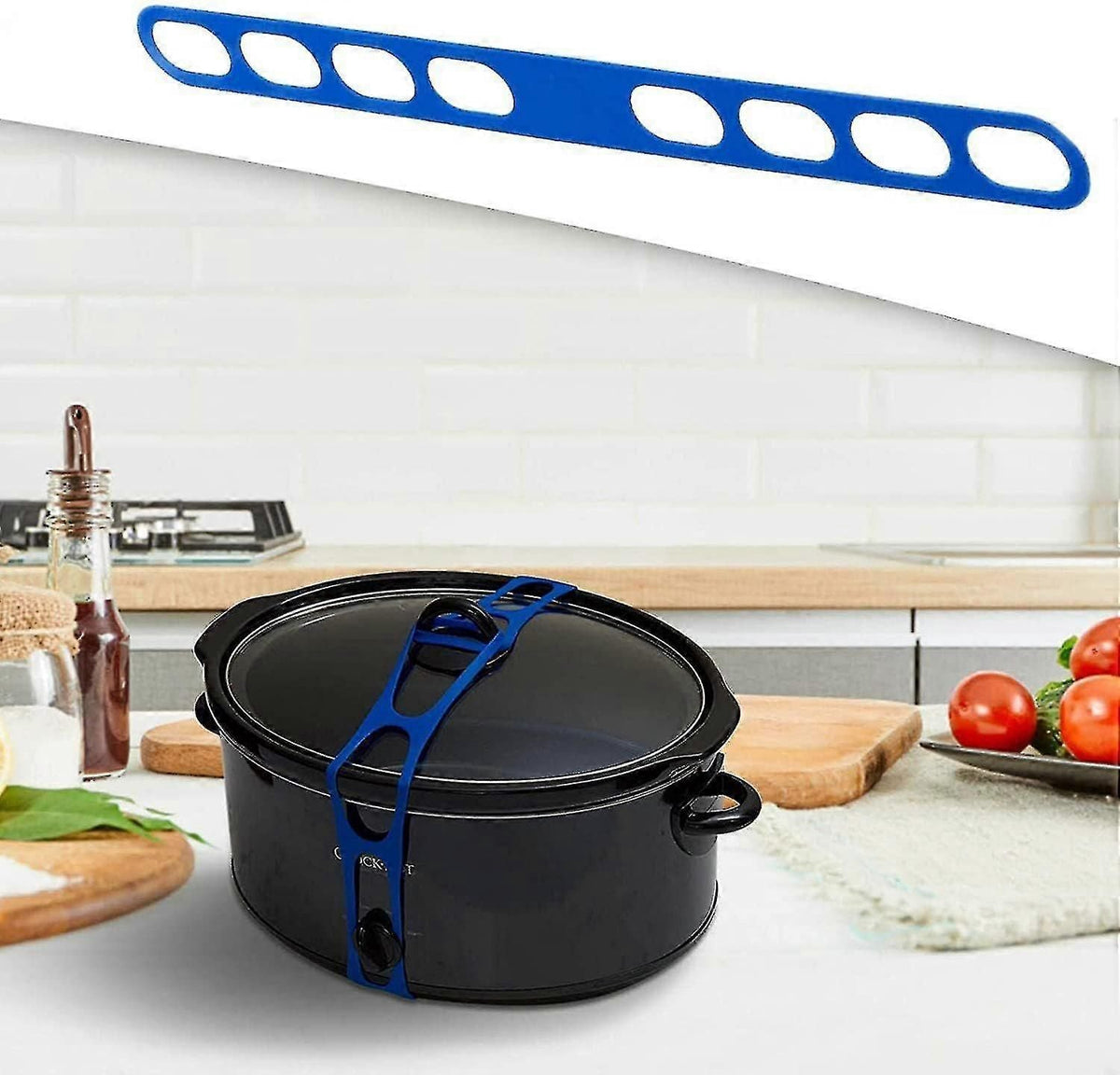 Lid Strap Latch, Reusable Universal Lid Securing Strap, Casserole Dishes, Pots, Pans (2pcs)grey Blue)