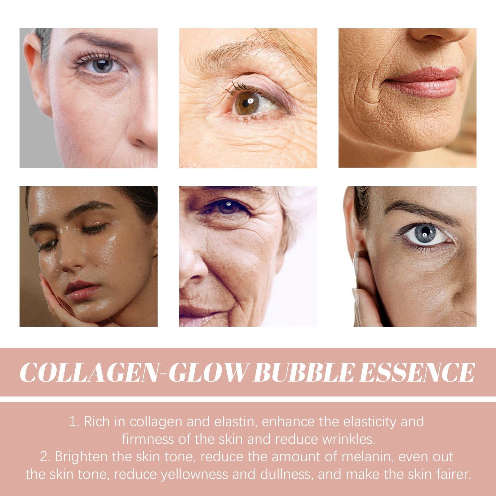 Collagen Light Bubble Essence, Brightens Dull Skin, Anti-Wrinkle, Hydrating, Youthful Glow ,100ml