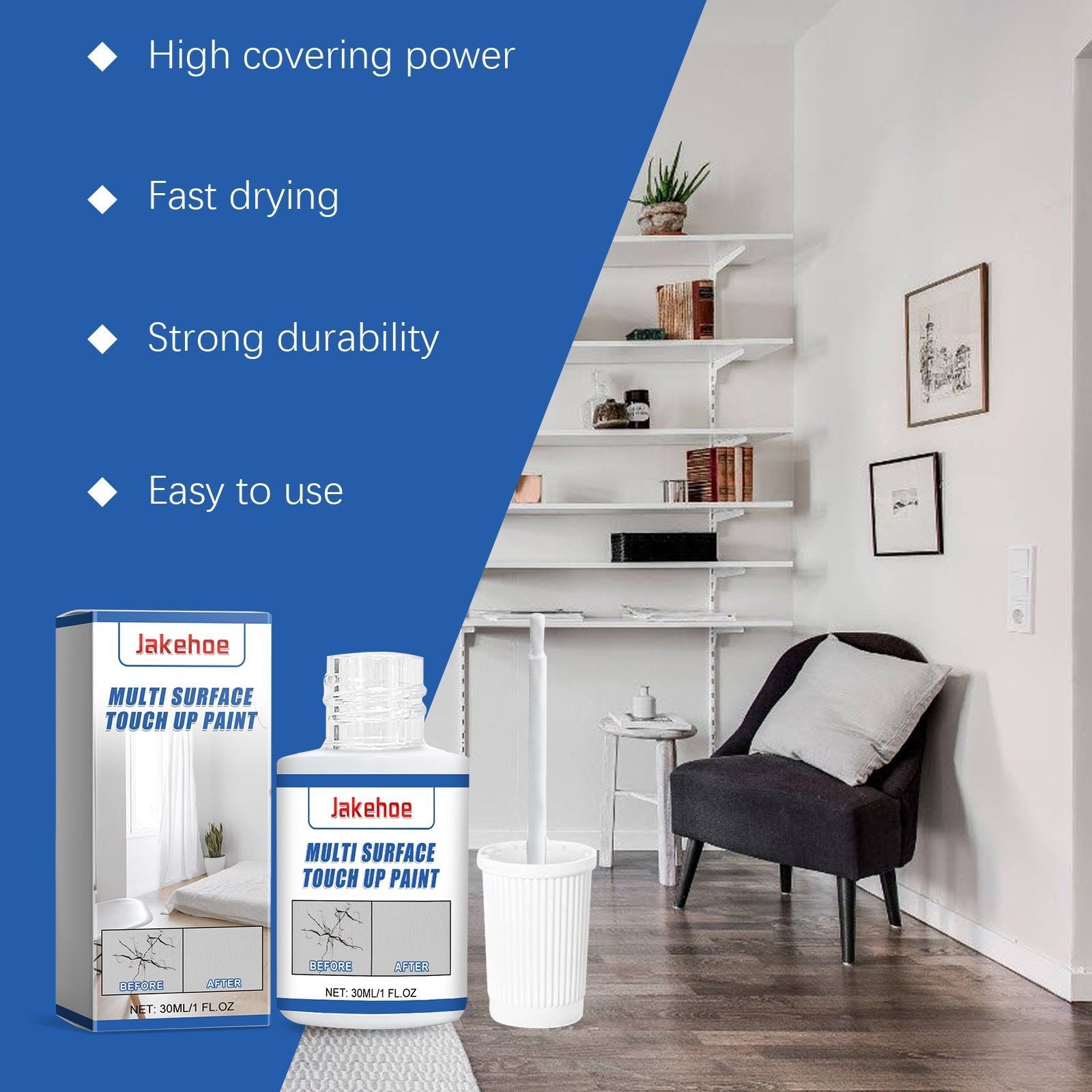 Premium Repair Paint for Walls, Waterproof, Scratch Cover, Easy to Use ,30ml